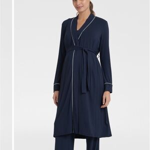 Seraphine Dark Blue Maternity Robe Set